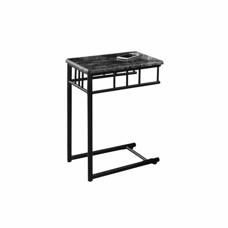 HOMEROOTS 24 in. Charcoal Metal & Grey Marble Accent Table 333008